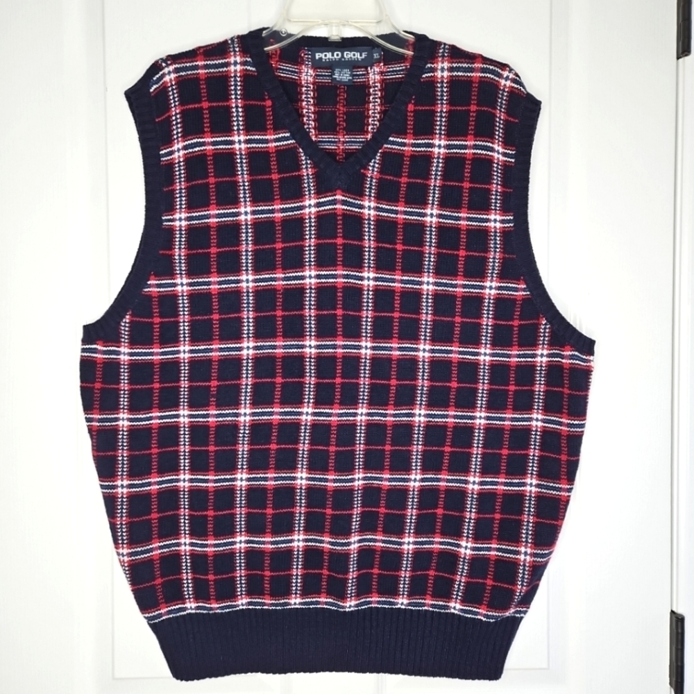 Academia Grandpa Preppy Polo Golf Ralph Lauren Sweater Vest XL Mens Vintage